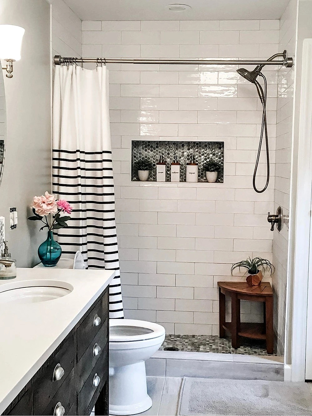 Kate Spade Black & White Striped Shower Curtain